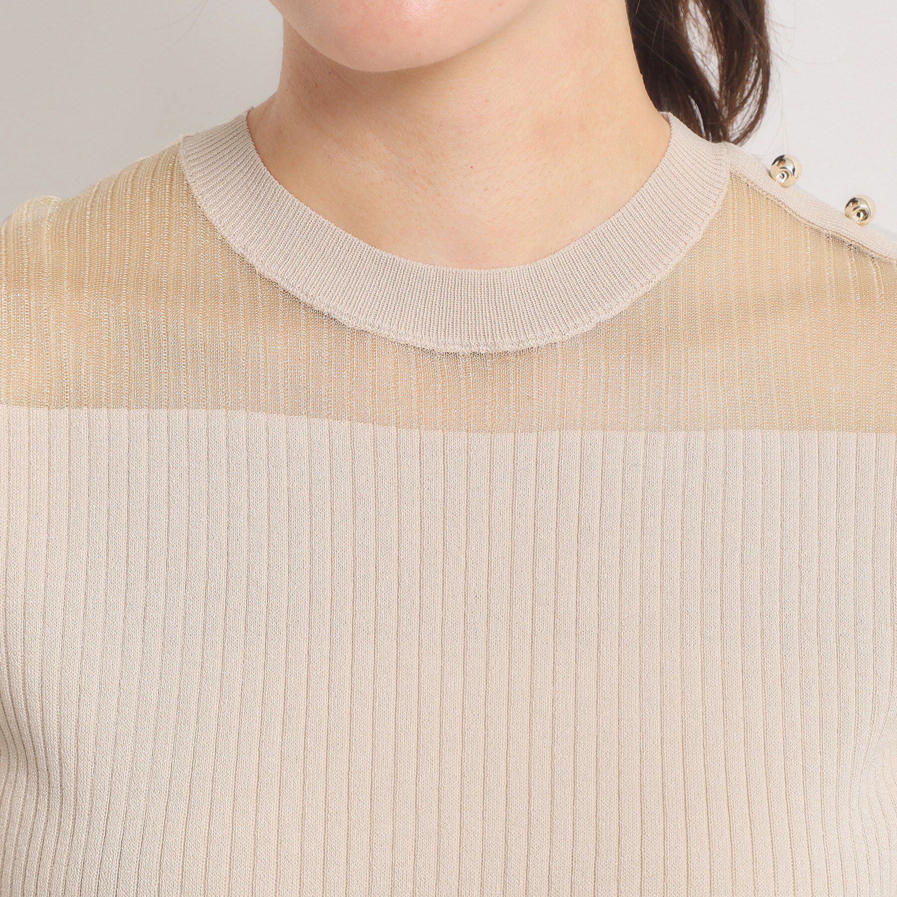 ITS&rsquo;DEMO「【手洗い可】シアー切替ニット」|ニット・セーター|