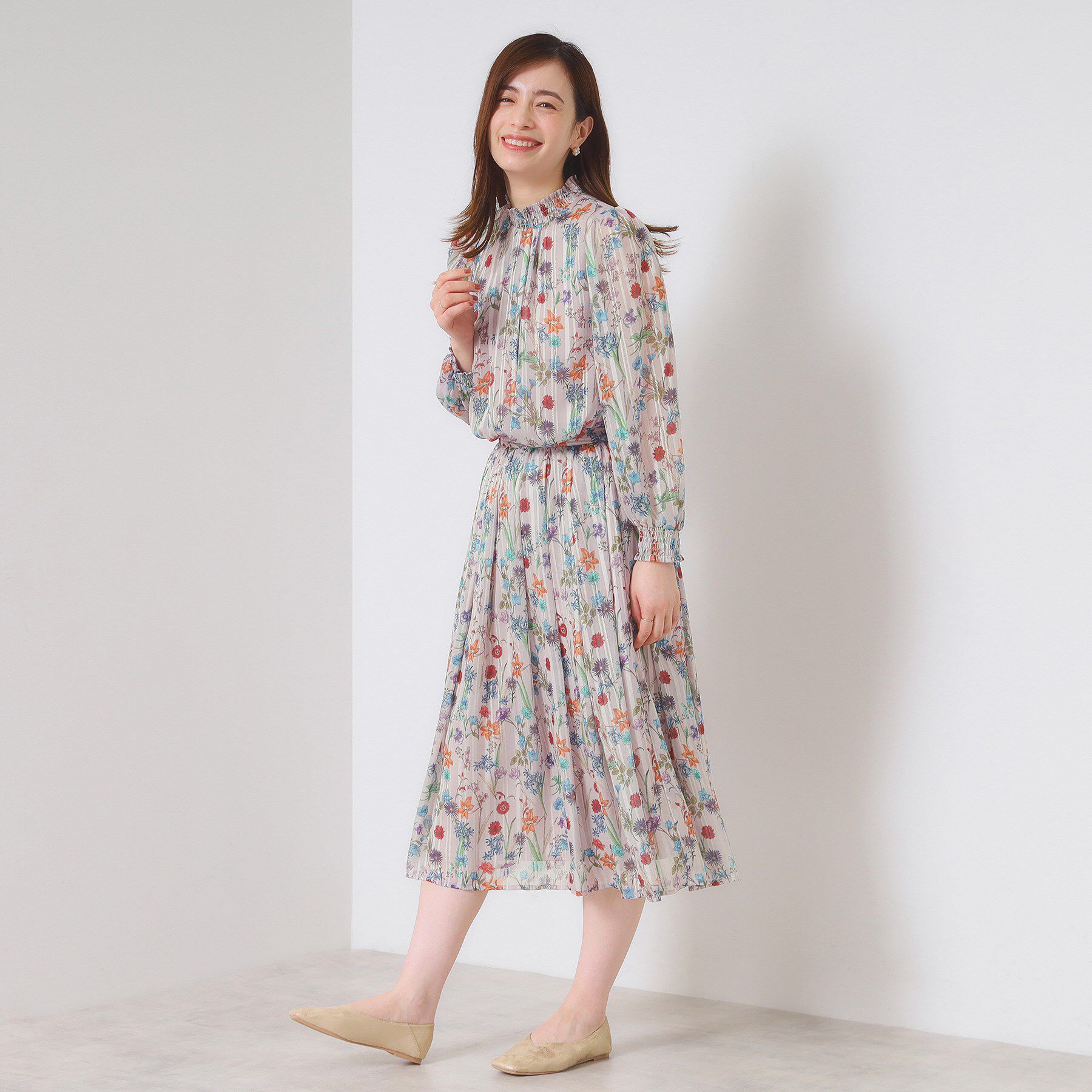 ITS&rsquo;DEMO「【手洗い可／セットアップ可】ラメストライプ花柄スカート」|スカート|