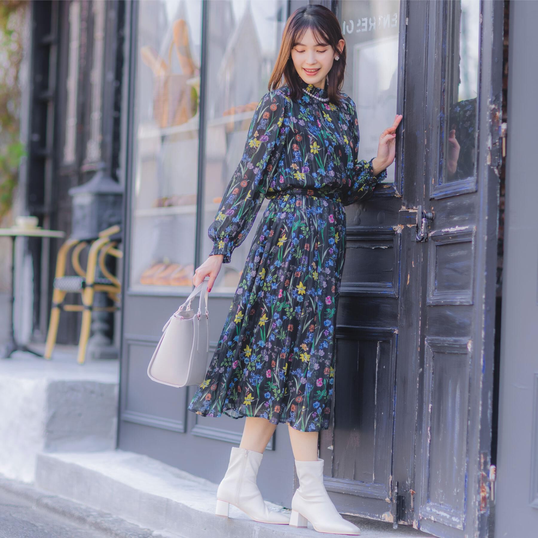 ITS&rsquo;DEMO「【手洗い可／セットアップ可】ラメストライプ花柄スカート」|スカート|