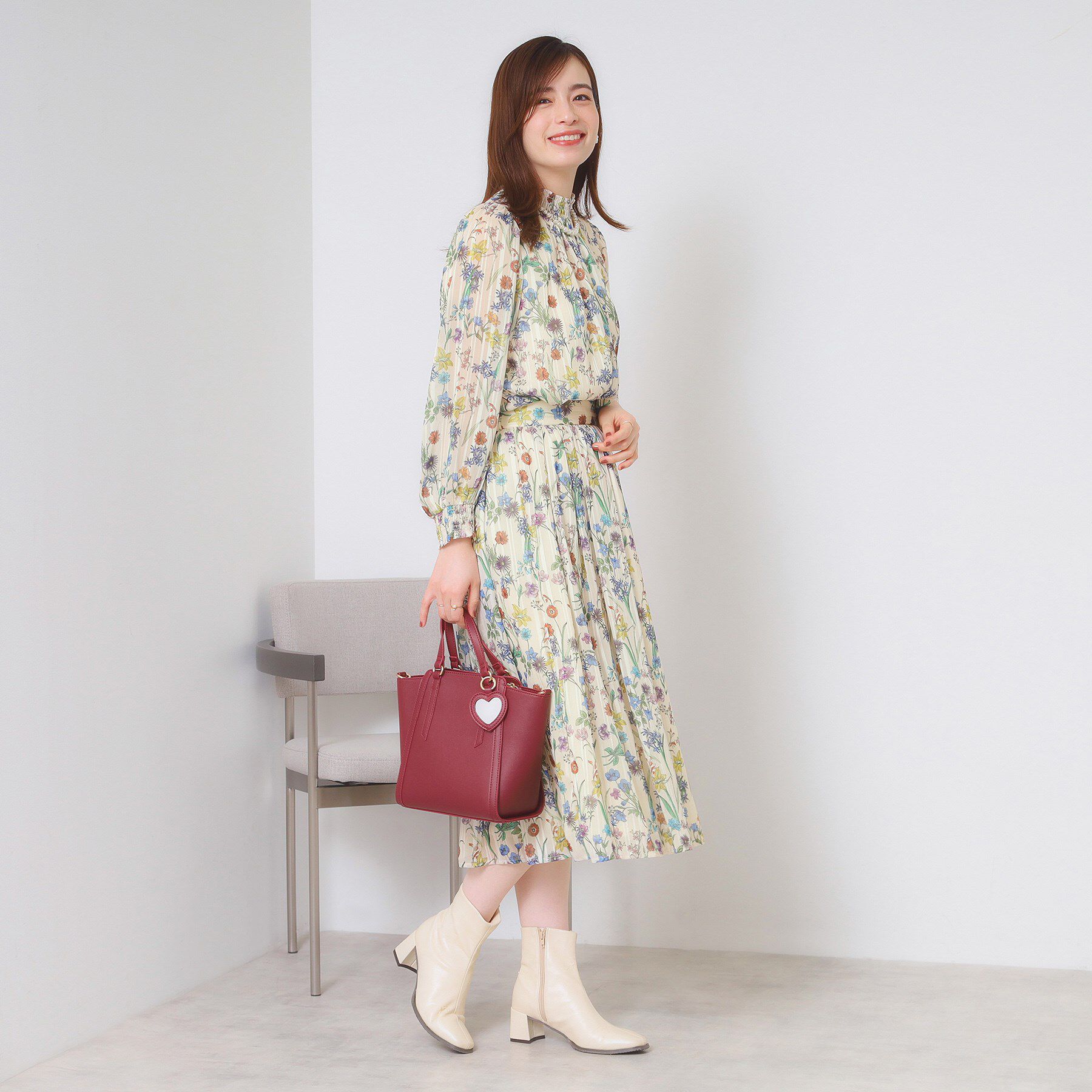 ITS&rsquo;DEMO「【手洗い可／セットアップ可】ラメストライプ花柄スカート」|スカート|