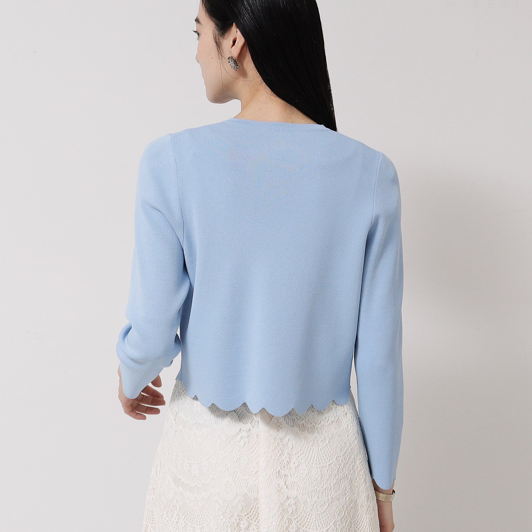 SunaUna「【接触冷感／アンサンブル可】裾スカラップニットボレロ」|カーディガン|