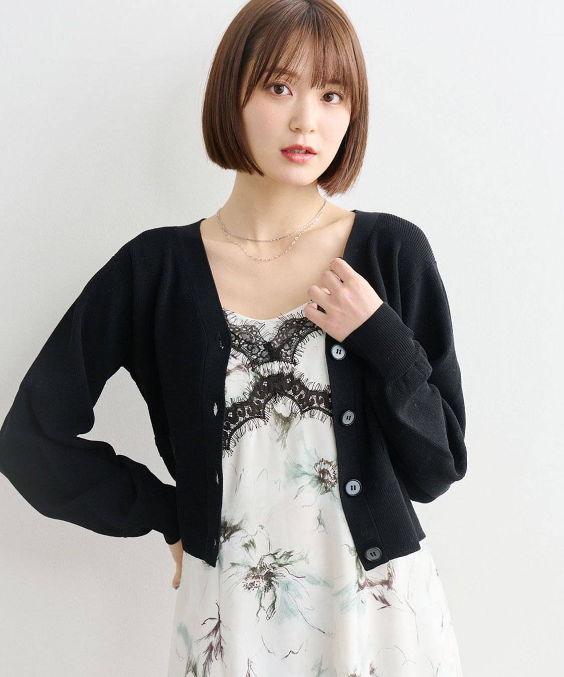 COCO DEAL「片畦Vネックニットカーディガン」|ニット・セーター|ブラック