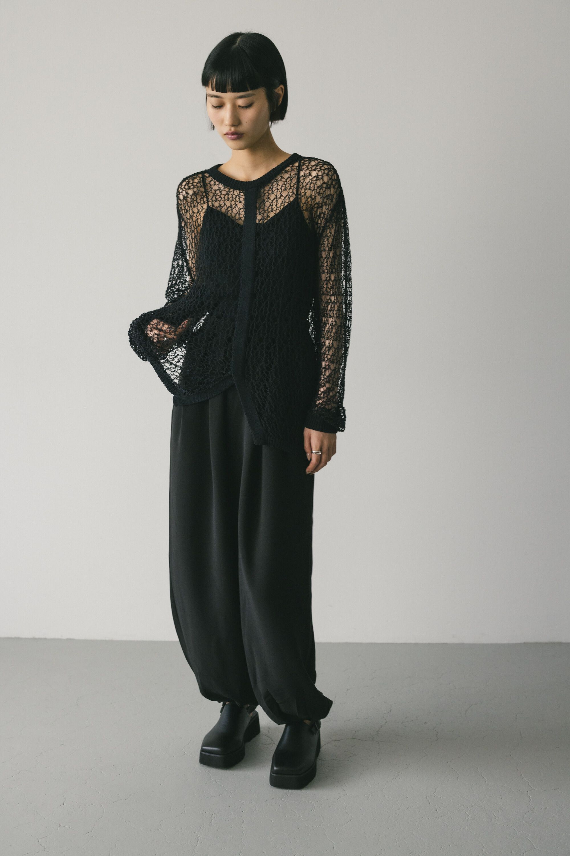 STYLEMIXER「レースクロシェニット」|ニット・セーター|BLK