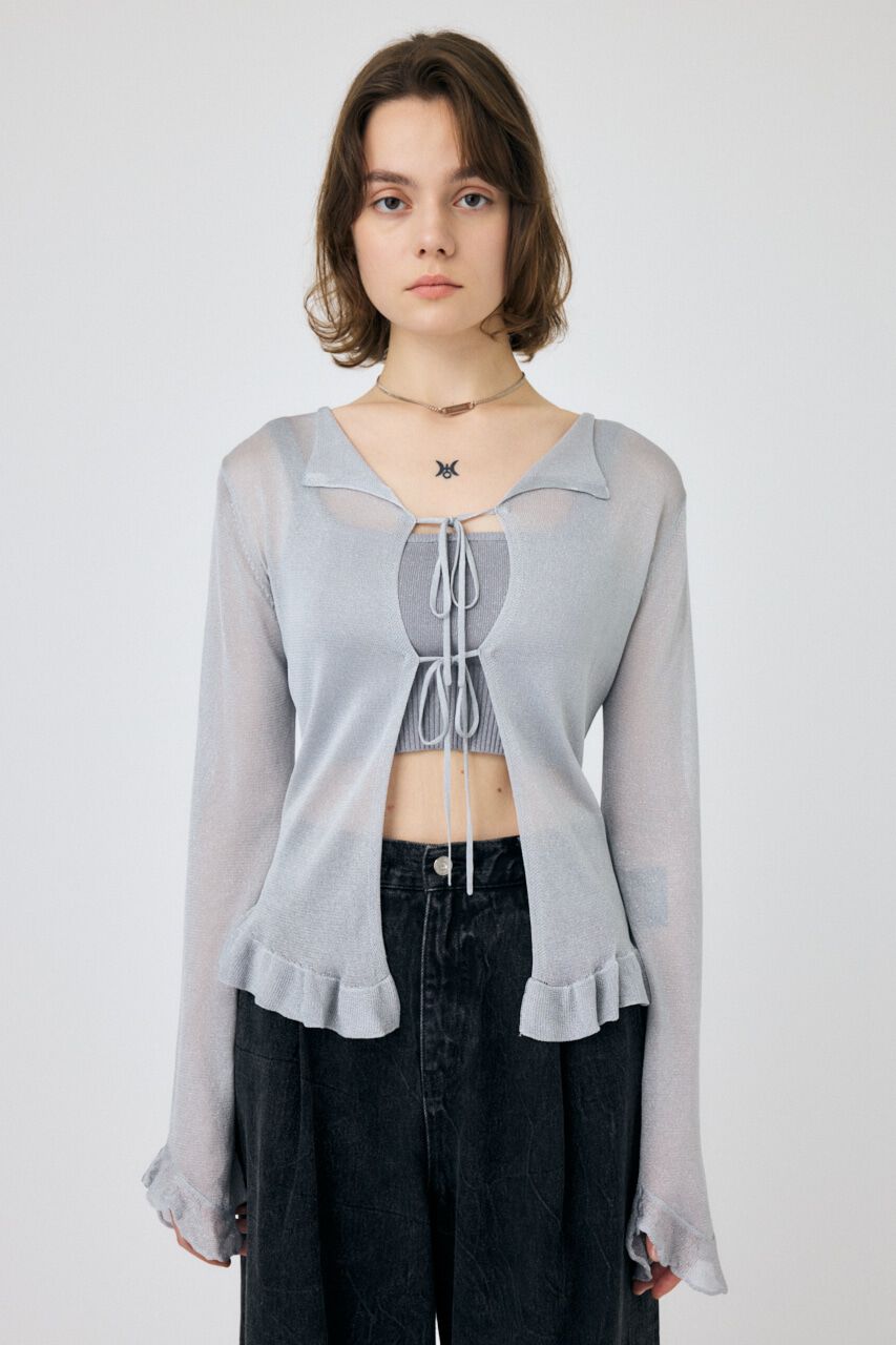 MOUSSY「OPEN NECK SHEER カーディガン」|カーディガン|