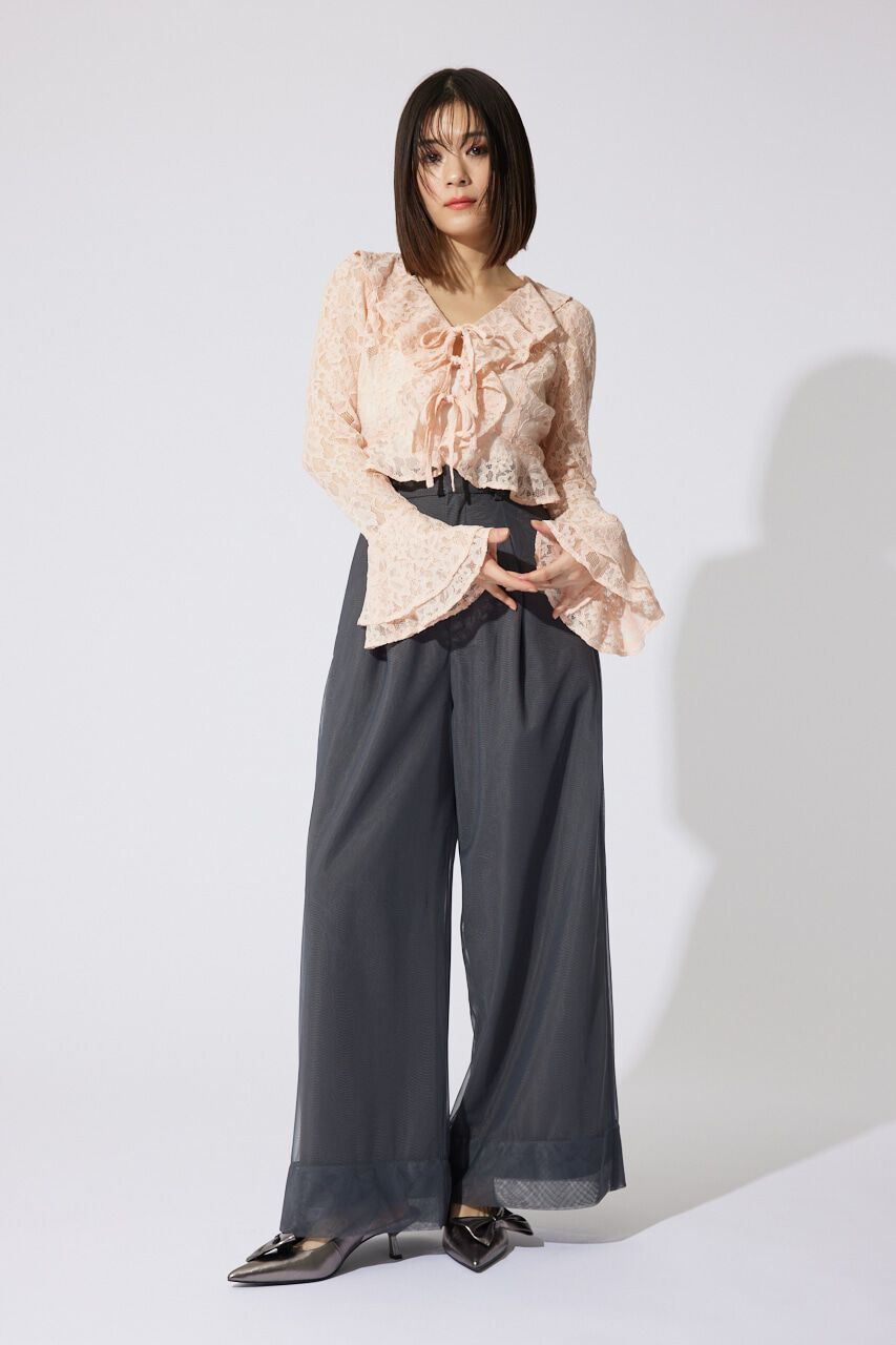 rienda「フロントフリル2WAYレースブラウス」|シャツ・ブラウス|