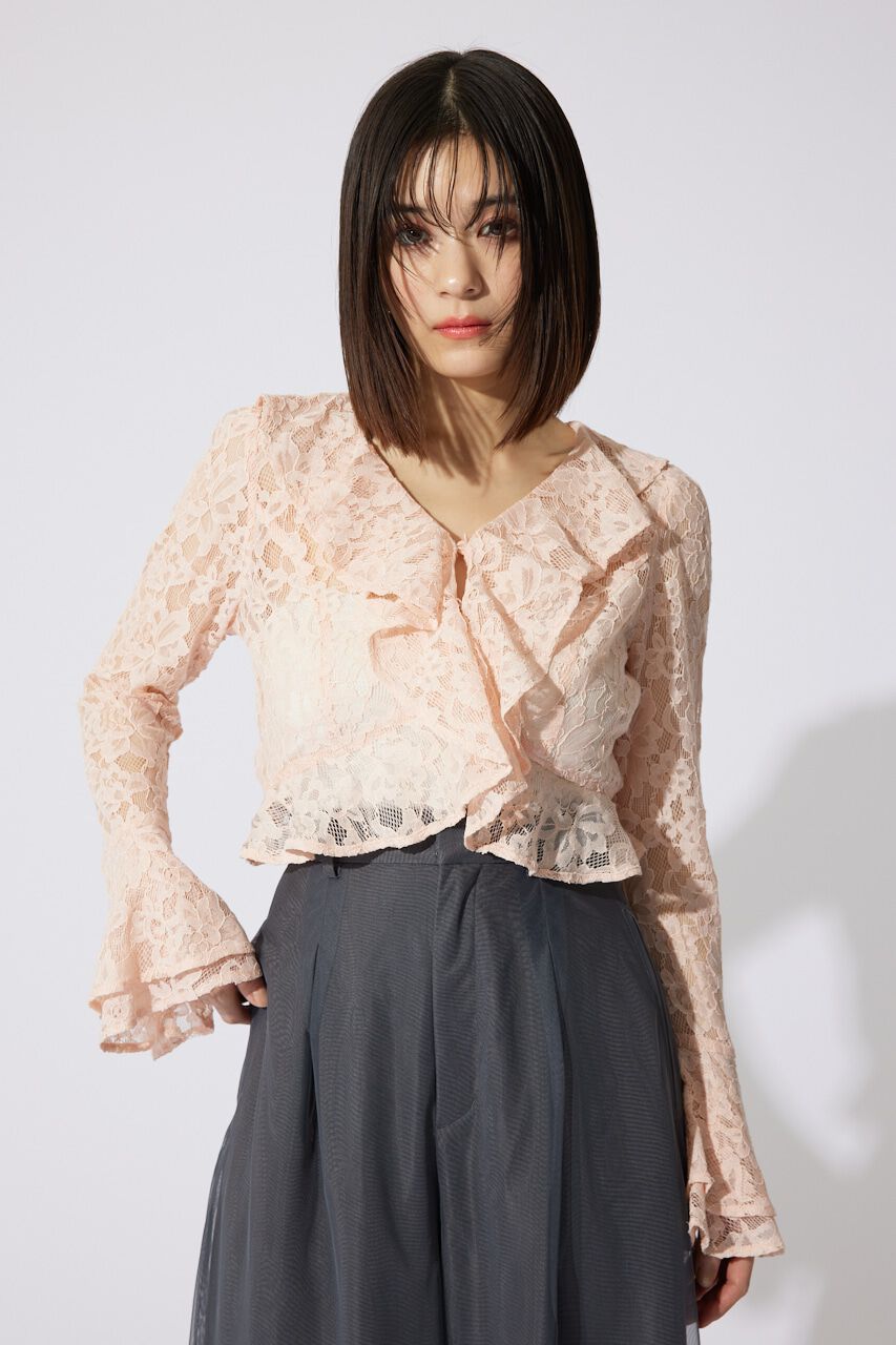 rienda「フロントフリル2WAYレースブラウス」|シャツ・ブラウス|