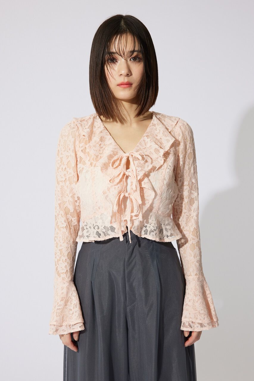 rienda「フロントフリル2WAYレースブラウス」|シャツ・ブラウス|