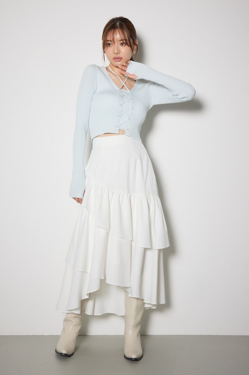 rienda「レースアップリブニットトップス」|ニット・セーター|