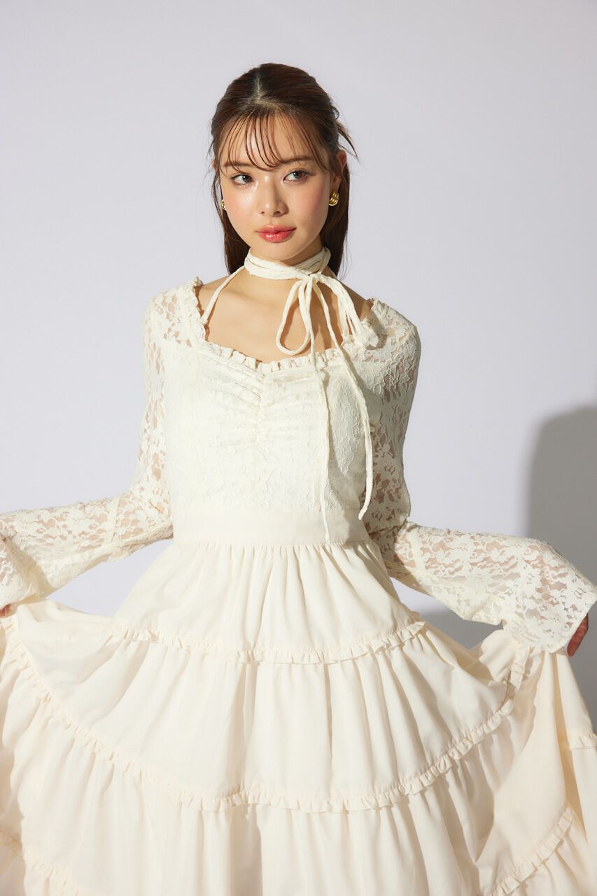 rienda「レーストップコンビフレアワンピース」|ワンピース|