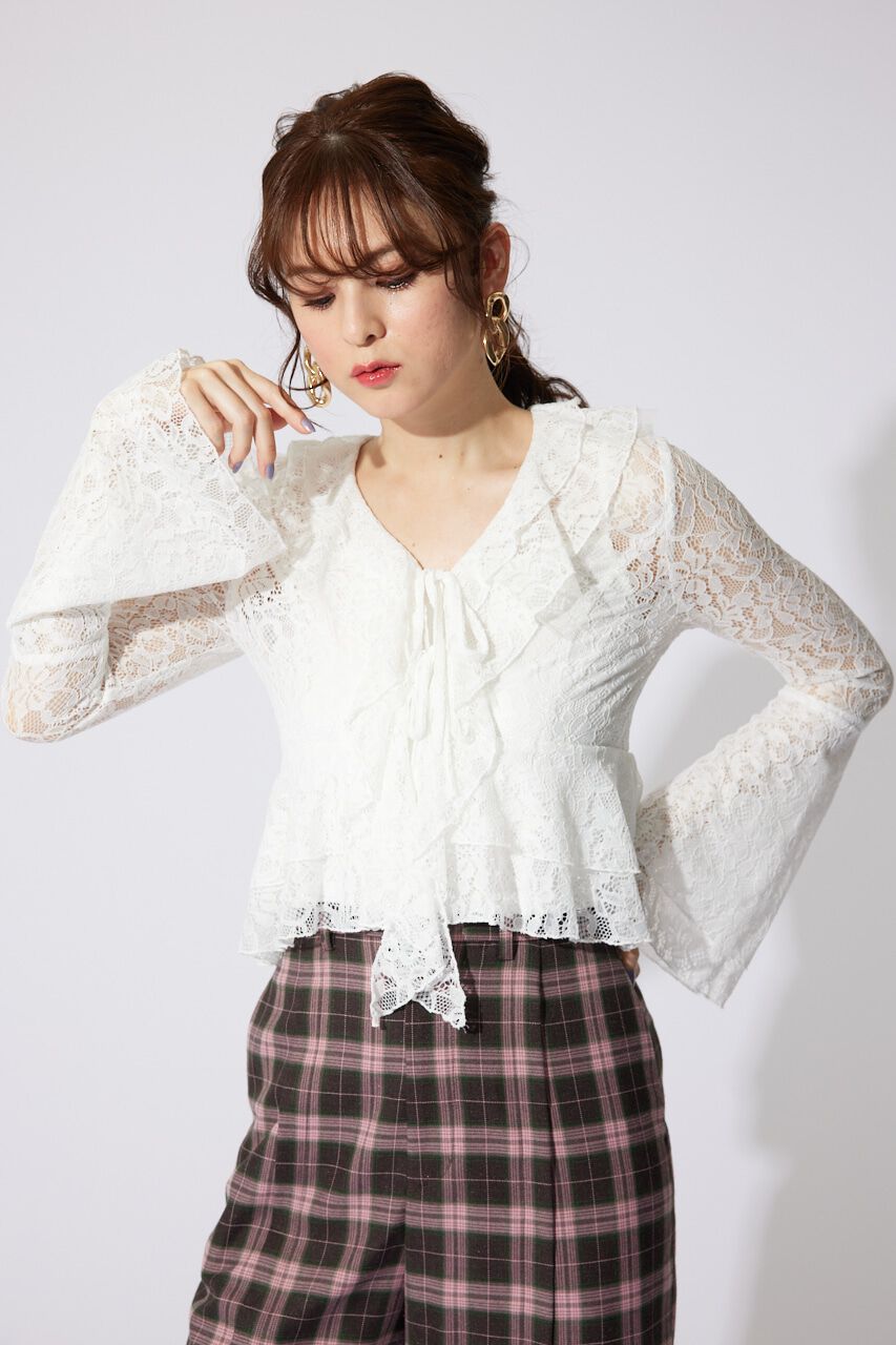 rienda「フリルレースブラウス」|シャツ・ブラウス|