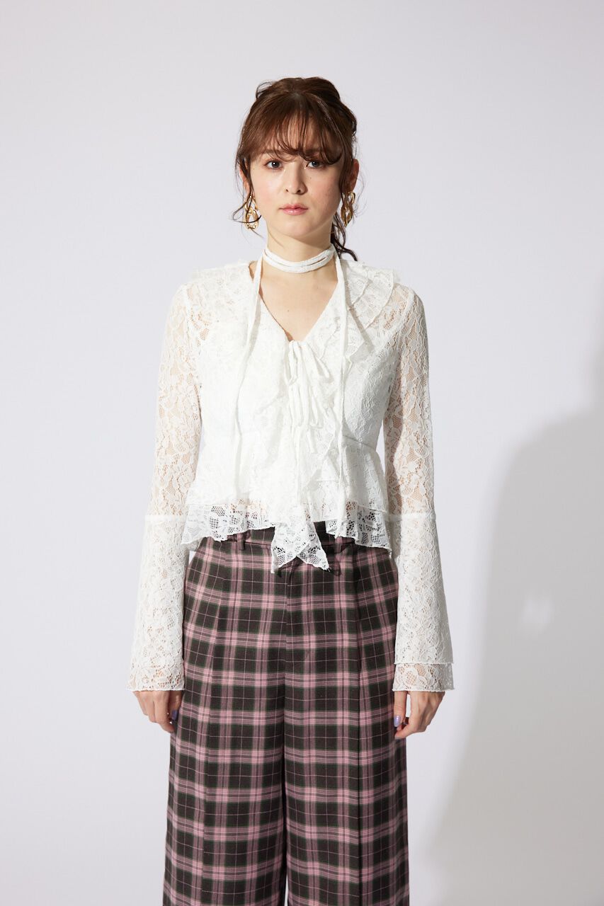 rienda「フリルレースブラウス」|シャツ・ブラウス|