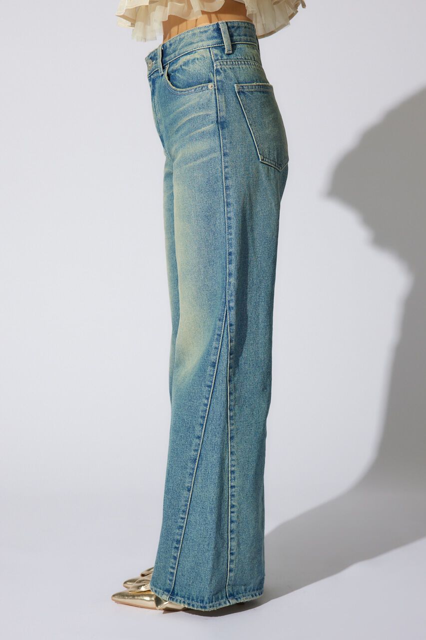 rienda「サイドVラインジャストウエストパンツ」|デニム|