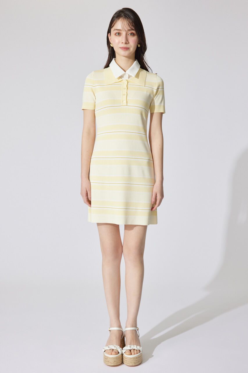 rienda「ダブルカラーニットワンピース」|ワンピース|