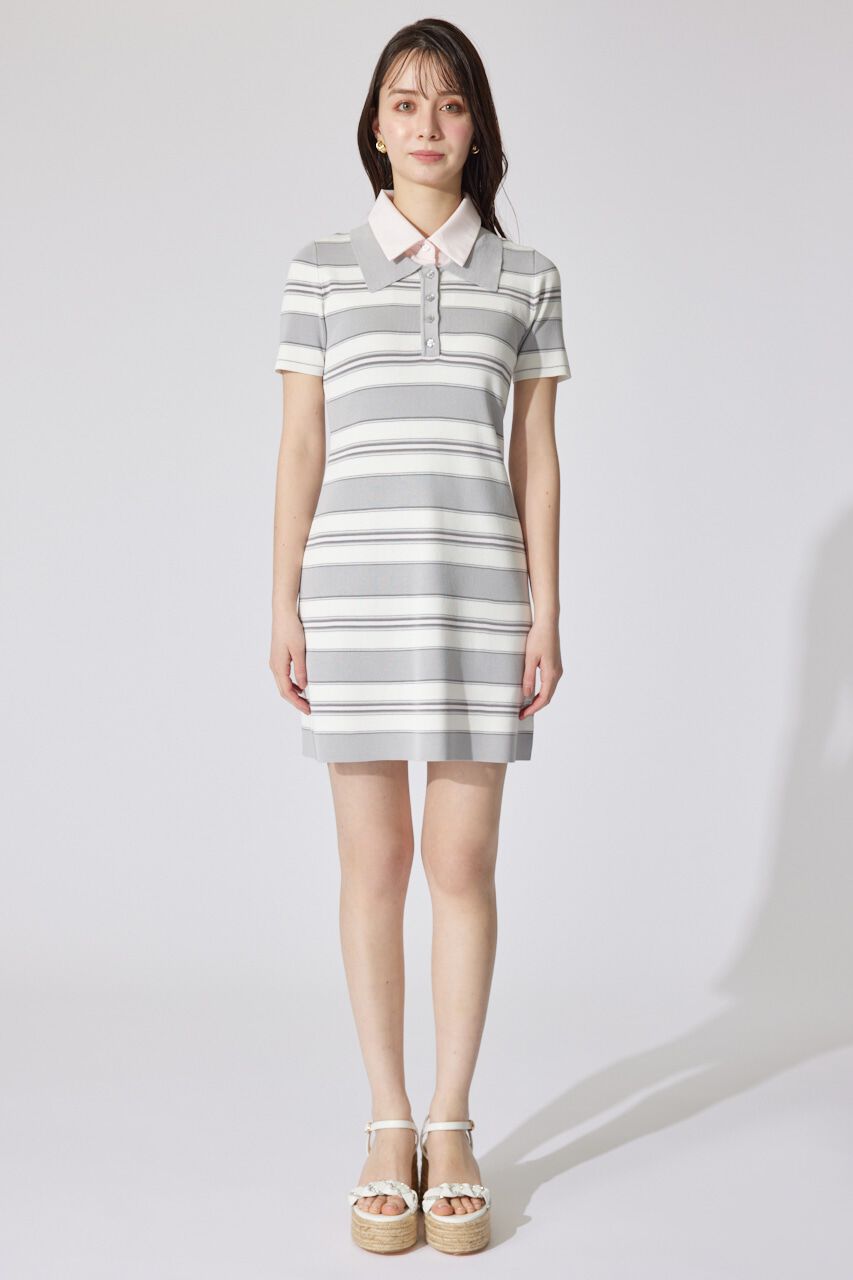 rienda「ダブルカラーニットワンピース」|ワンピース|