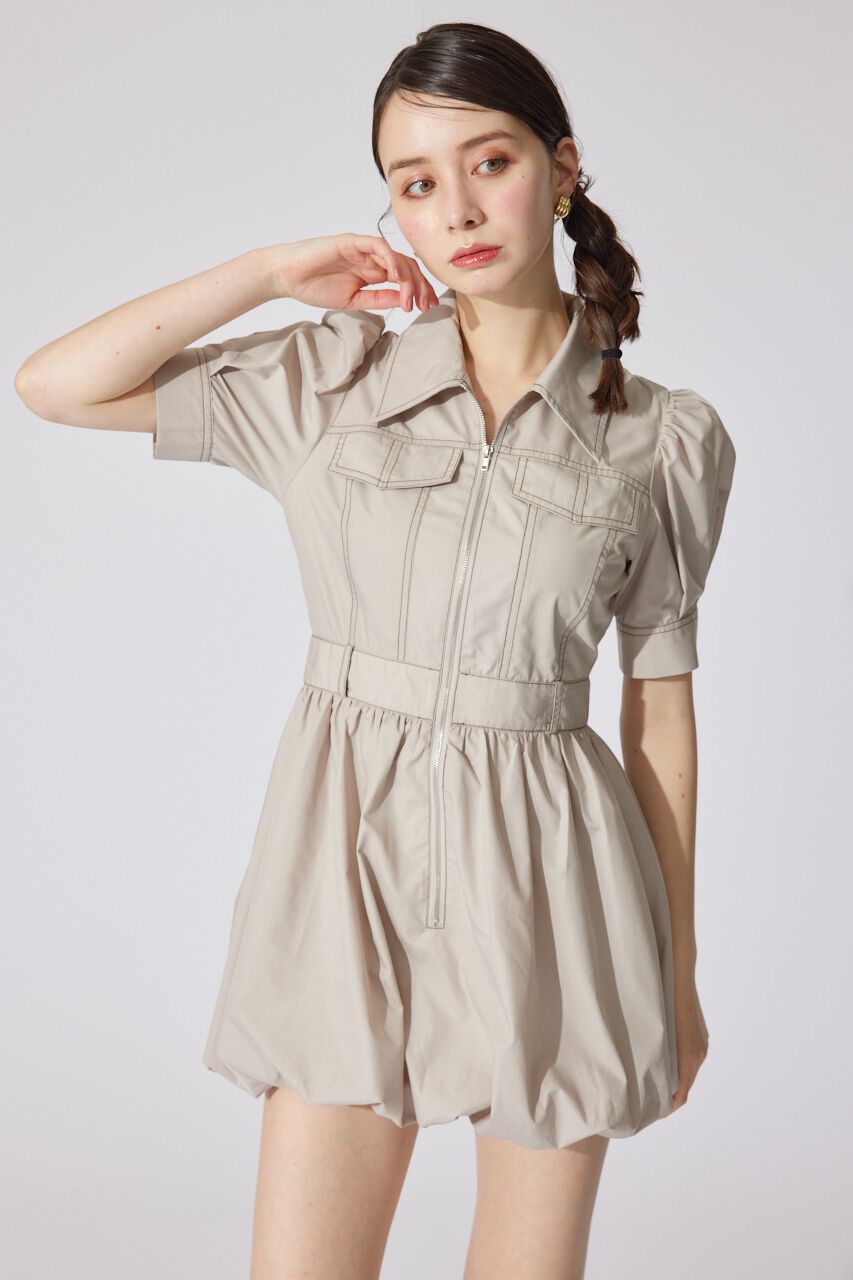 rienda「フロントジップバルーンミニロンパース」|ワンピース|BEG