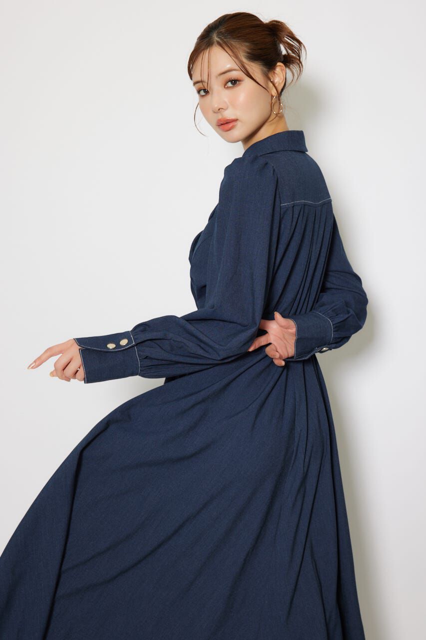 rienda「オープンカラーフレアワンピース」|ワンピース|