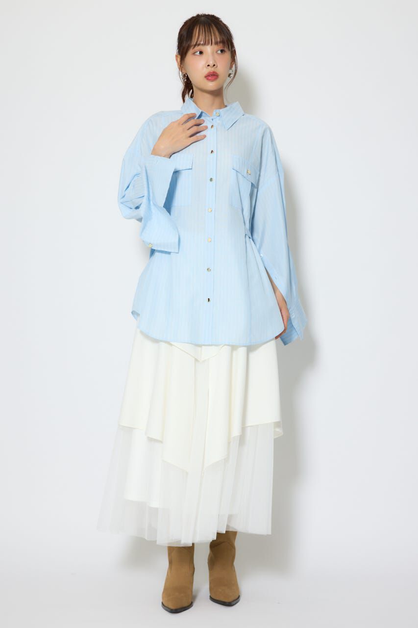 rienda「ベルトディティールビッグシャツ」|シャツ・ブラウス|
