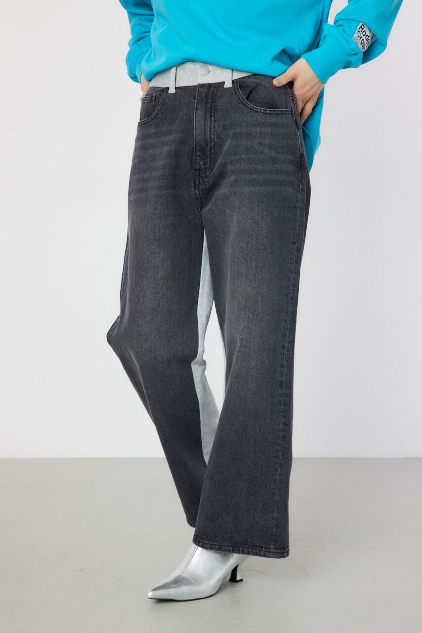 RODEO CROWNS「デニムコンビワイドパンツ」|デニム|