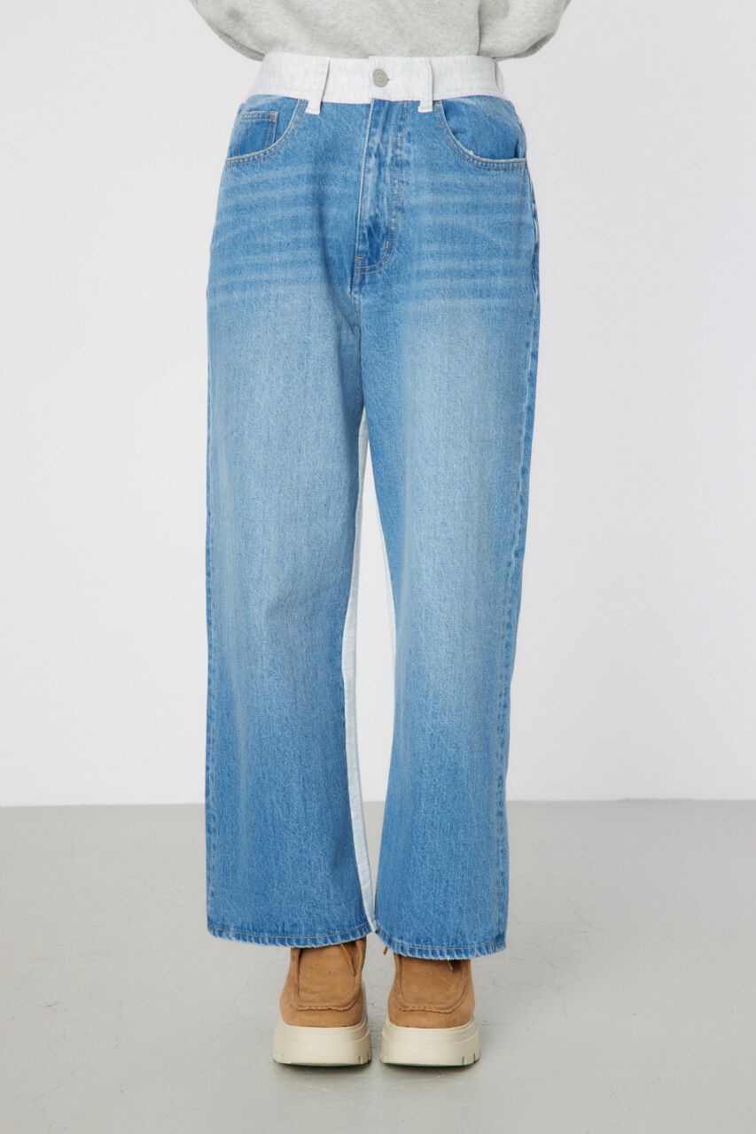 RODEO CROWNS「デニムコンビワイドパンツ」|デニム|