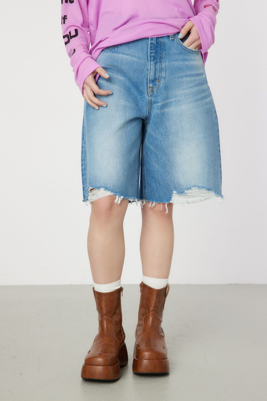 RODEO CROWNS「ダメージDENIM バミューダパンツ」|デニム|