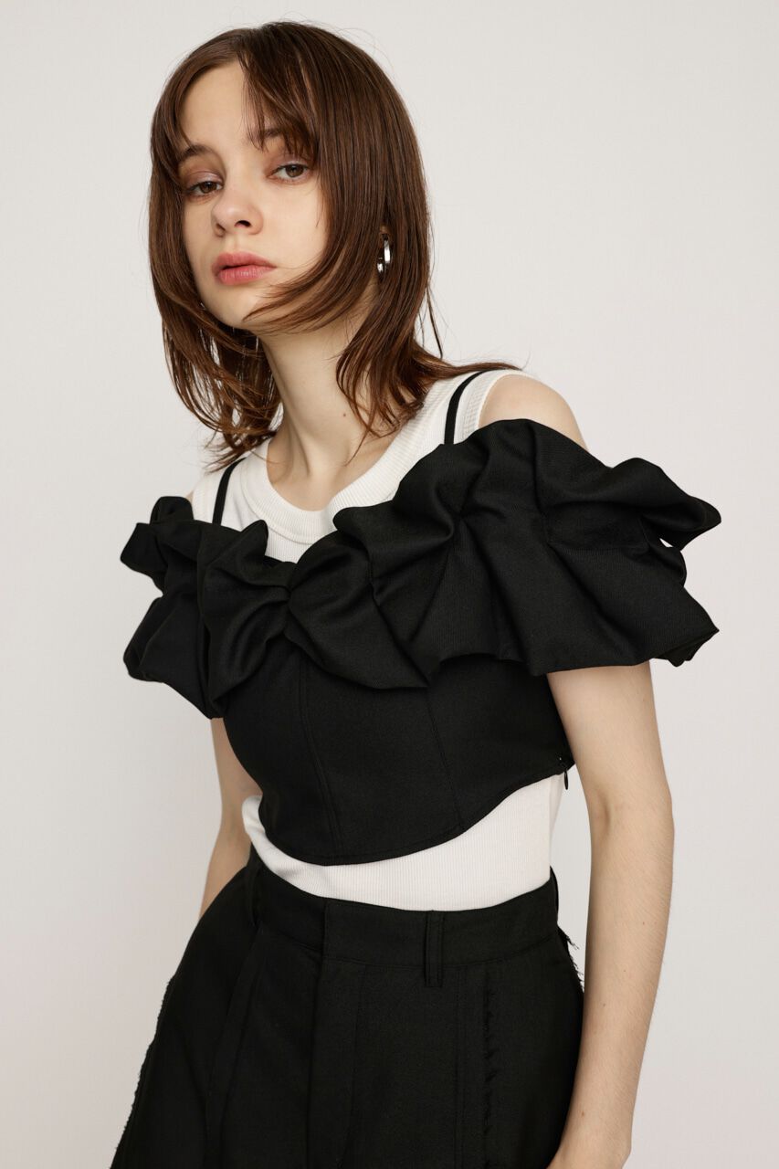 SLY「BALLON SLEEVE CAMI BUSTIER」|キャミソール|BLK