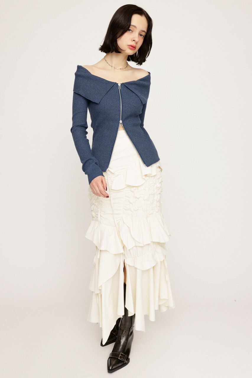 SLY「OFFSHOULDER FRONT ZIP トップス」|Tシャツ・カットソー|