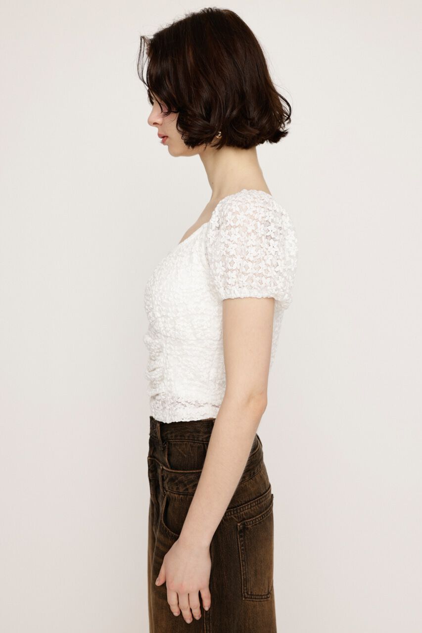 SLY「PUFF SLEEVE GATHER CUT トップス」|Tシャツ・カットソー|