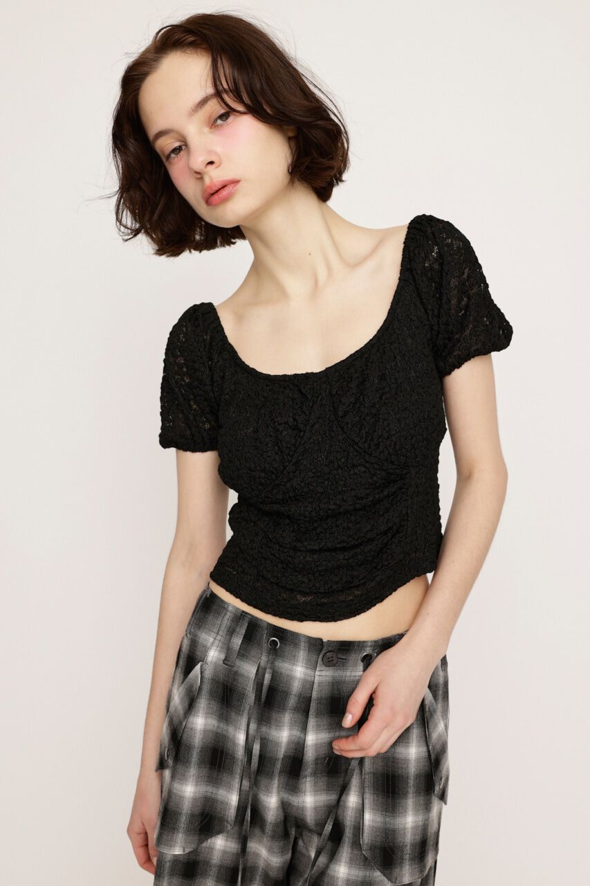 SLY「PUFF SLEEVE GATHER CUT トップス」|Tシャツ・カットソー|