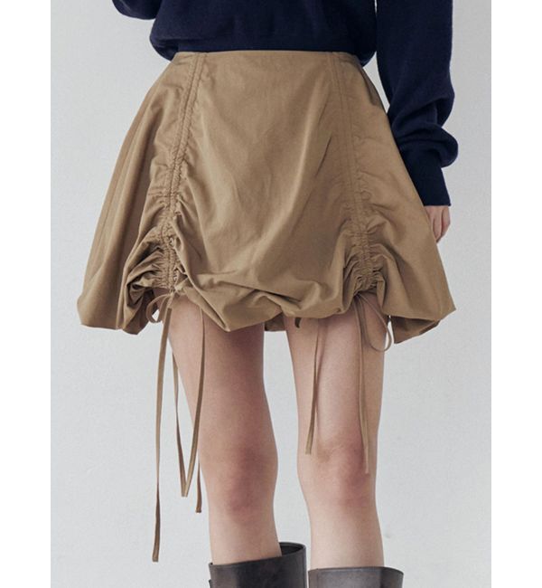 CALNAMUR「ドロストバルーンミニスカート」|スカート|ブラウン