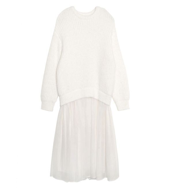 ELENDEEK「BRUSHED YARN KNIT DOCKING OP」|ワンピース|