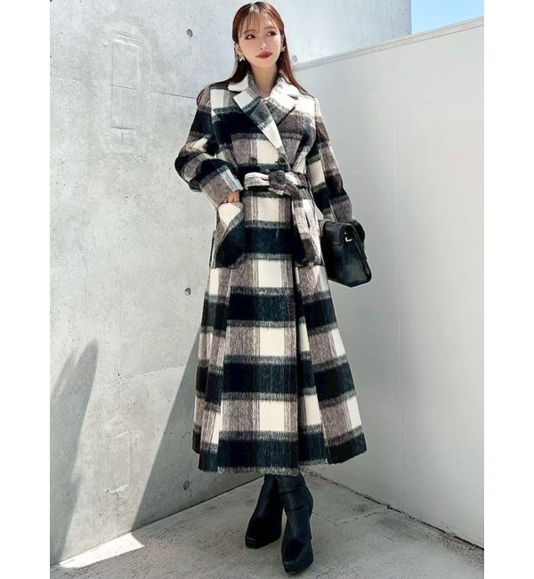 RESEXXY「ミディレングスシャギーチェックコート」|その他|