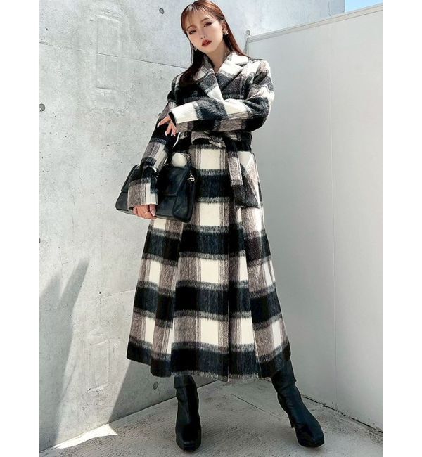 RESEXXY「ミディレングスシャギーチェックコート」|その他|