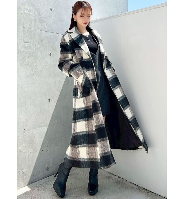 RESEXXY「ミディレングスシャギーチェックコート」|その他|