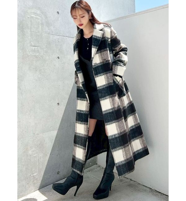 RESEXXY「ミディレングスシャギーチェックコート」|その他|