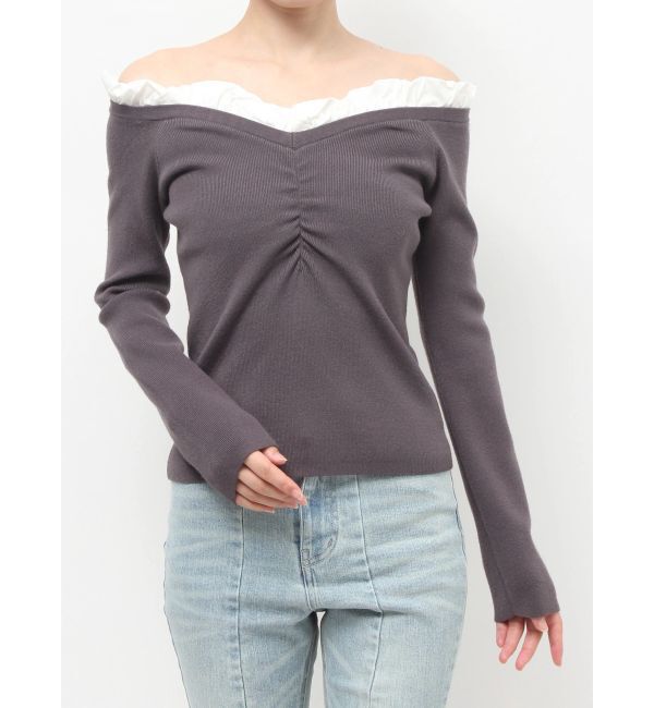 RESEXXY「ホイップフリルVネックニット」|ニット・セーター|