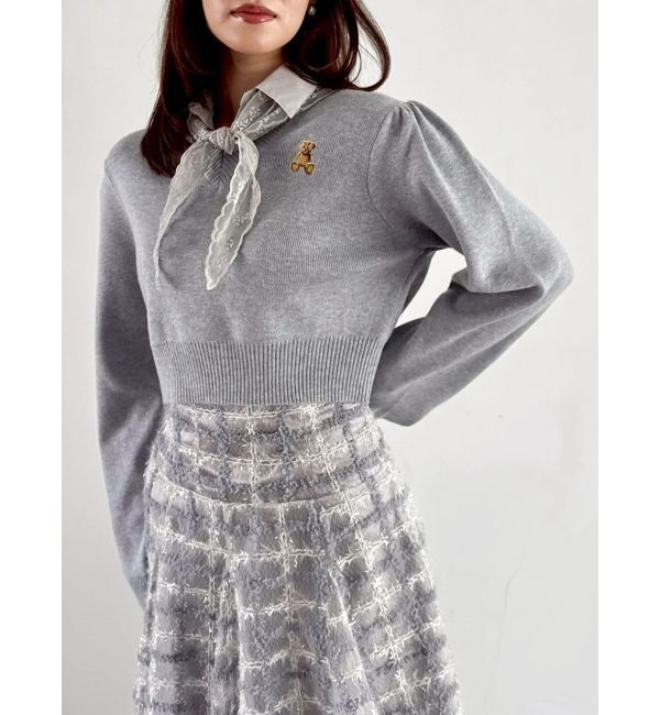 dazzlin「【POLO BCSコラボ】レーススカーフベア刺繍ニットトップス」|ニット・セーター|