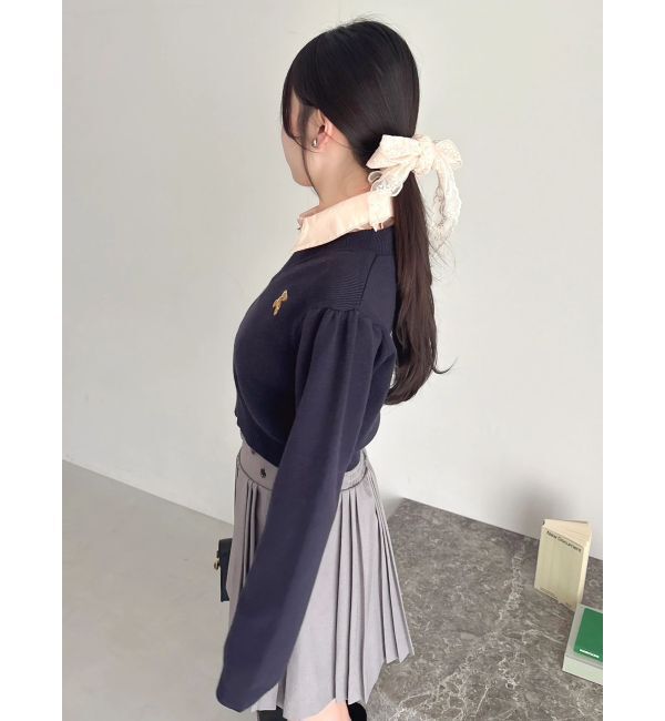 dazzlin「【POLO BCSコラボ】レーススカーフベア刺繍ニットトップス」|ニット・セーター|