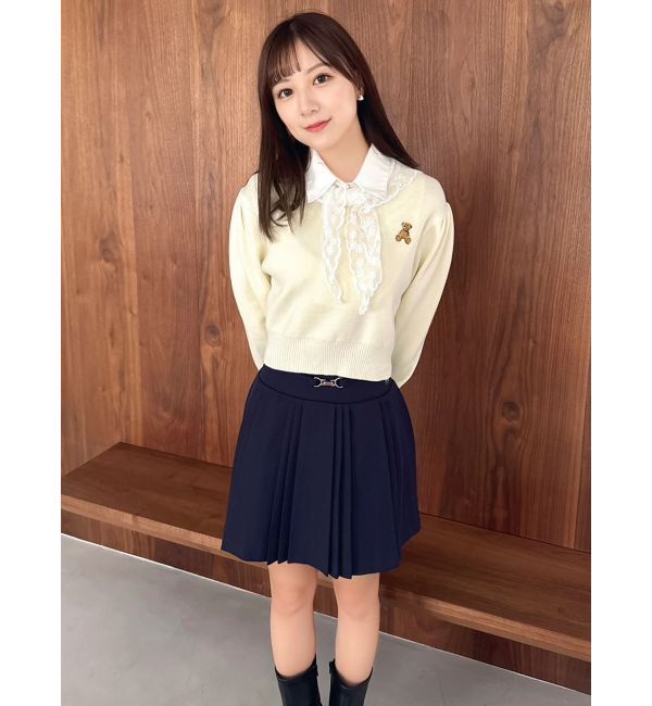 dazzlin「【POLO BCSコラボ】レーススカーフベア刺繍ニットトップス」|ニット・セーター|