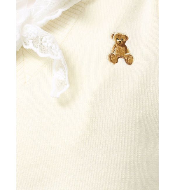 dazzlin「【POLO BCSコラボ】レーススカーフベア刺繍ニットトップス」|ニット・セーター|