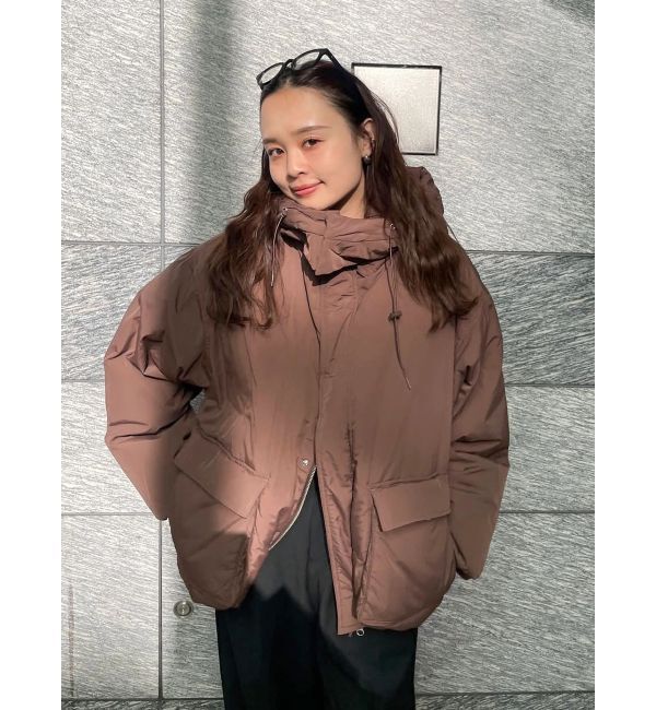 Ungrid「フードデザインダウン」|ダウン|ブラウン