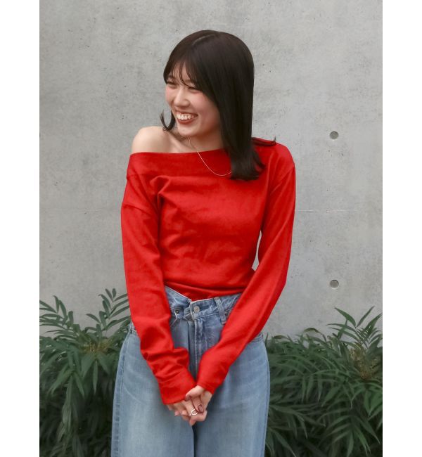 Ungrid「ギャザーデザインフィトニット」|ニット・セーター|レッド