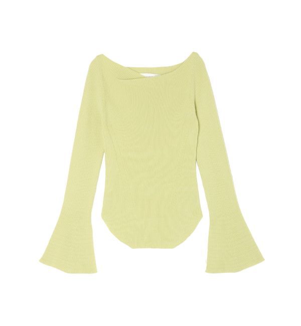 LAGUNAMOON「アシンメトリードレープフレアスリーブニット」|ニット・セーター|