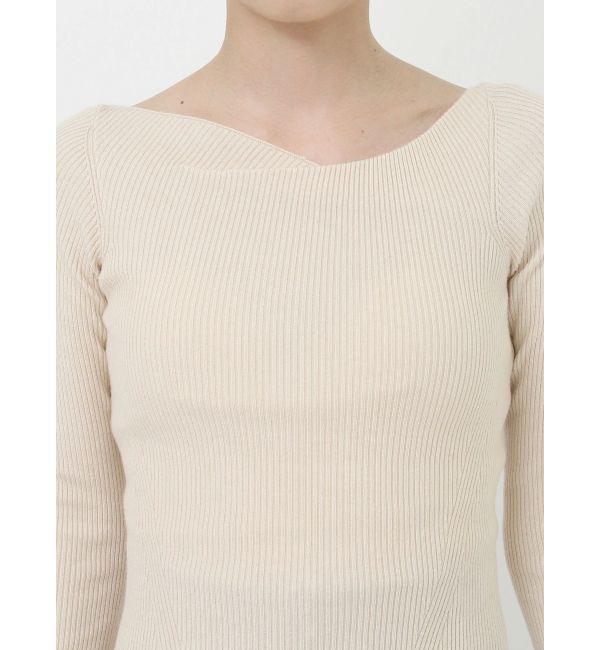 LAGUNAMOON「アシンメトリードレープフレアスリーブニット」|ニット・セーター|