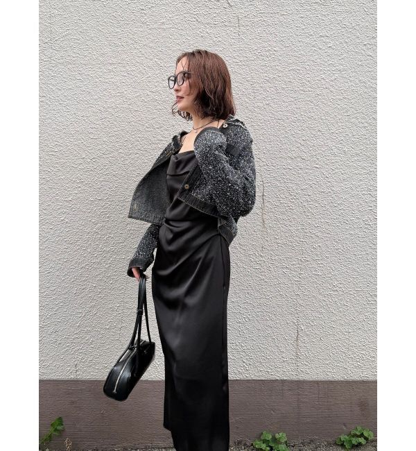 LAGUNAMOON「ハンマーサテンラペルキャミワンピース」|ワンピース|