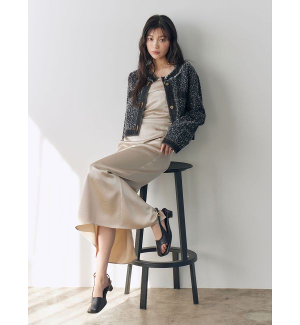 LAGUNAMOON「ハンマーサテンラペルキャミワンピース」|ワンピース|