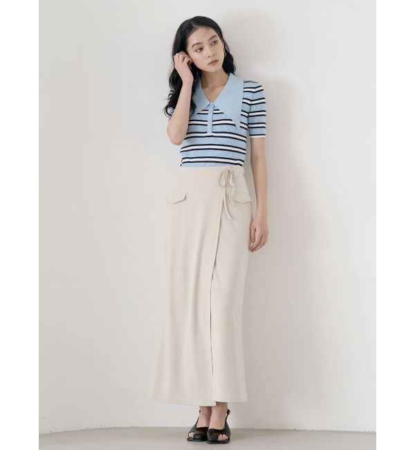 LAGUNAMOON「ヘムレイヤードビッグカラーポロニットプルオーバー」|ニット・セーター|