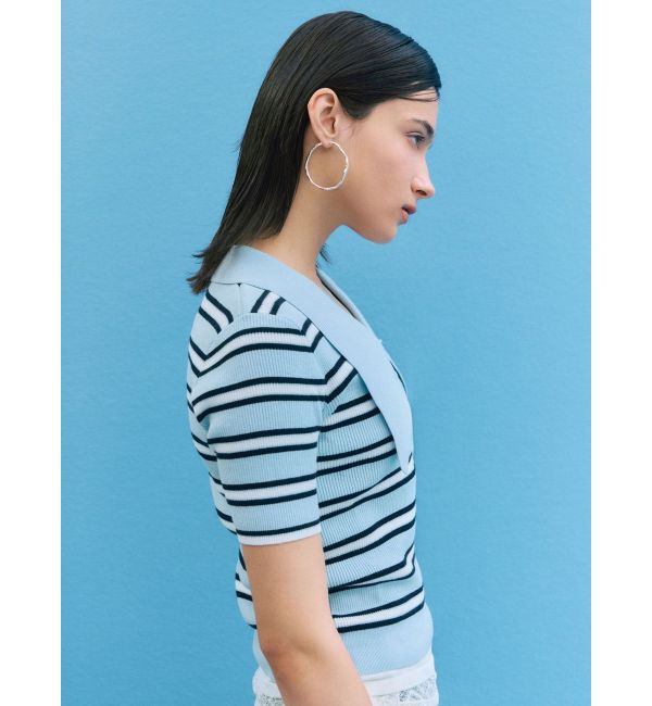 LAGUNAMOON「ヘムレイヤードビッグカラーポロニットプルオーバー」|ニット・セーター|