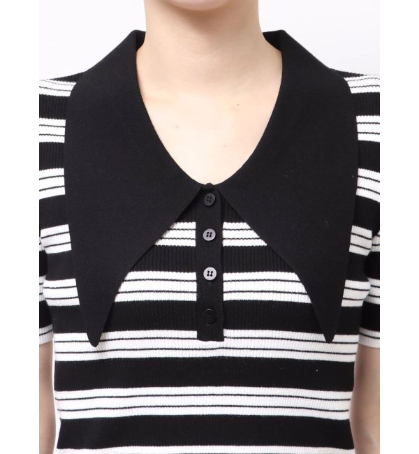 LAGUNAMOON「ヘムレイヤードビッグカラーポロニットプルオーバー」|ニット・セーター|