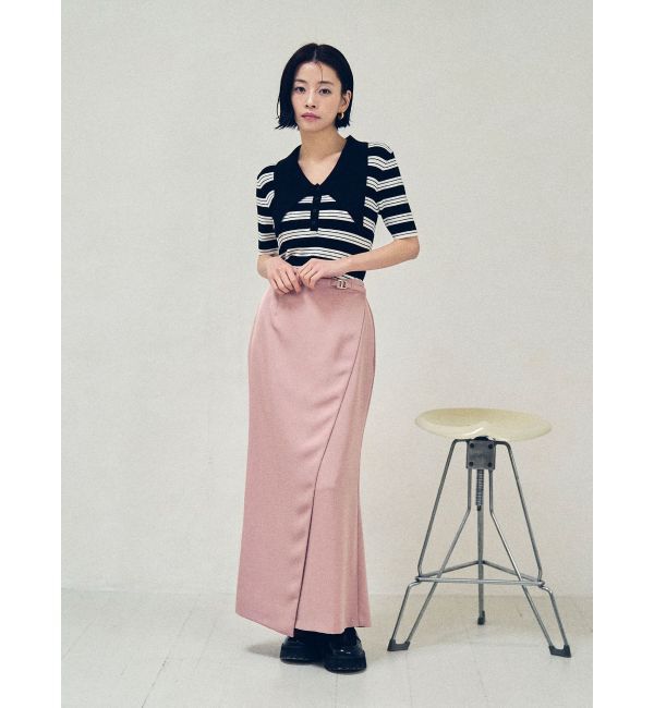 LAGUNAMOON「ヘムレイヤードビッグカラーポロニットプルオーバー」|ニット・セーター|