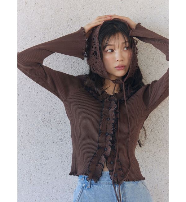 LAGUNAMOON「ニットレース刺繍スカーフ」|バンダナ・スカーフ|